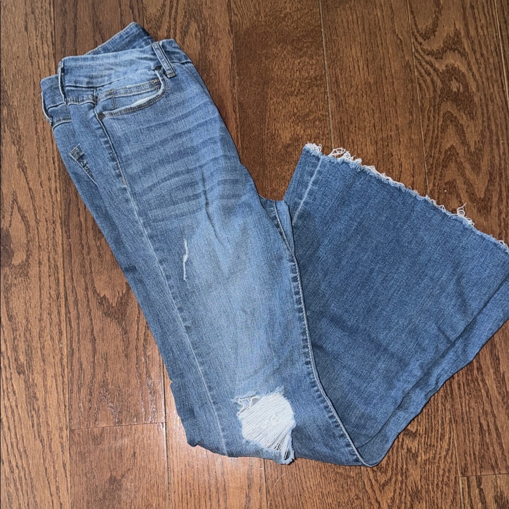 Sincerely Jules Light Blue Distressed Flare Jeans